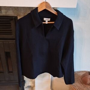 COS Dark Blue Quarter-Zip Pullover, M